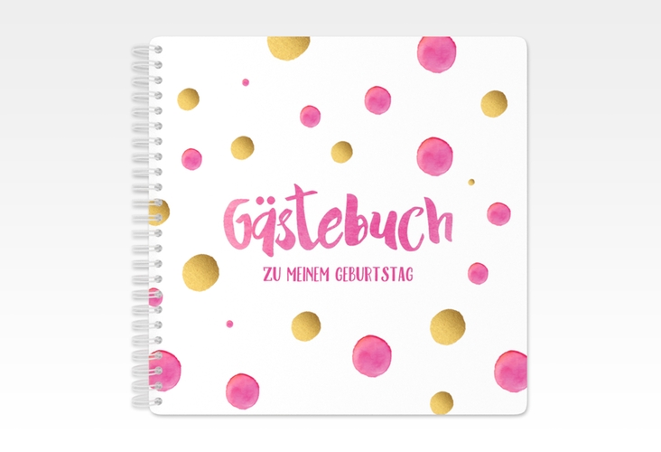 Gästebuch Geburtstag "Dots" Ringbindung pink