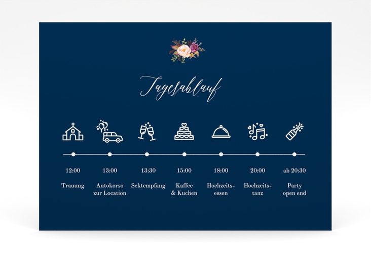 Tagesablauf Poster Hochzeit Prachtvoll 70 x 50 cm Poster blau