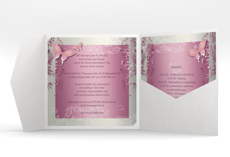 Hochzeitseinladung Toulouse Pocketfold rosa