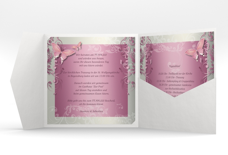 Hochzeitseinladung Toulouse Pocketfold rosa hochglanz