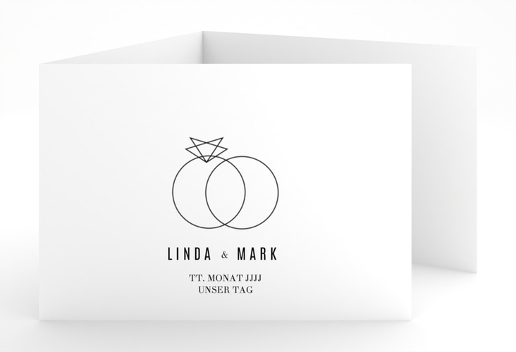 Hochzeitseinladung Rings A6 Doppel-Klappkarte weiss hochglanz