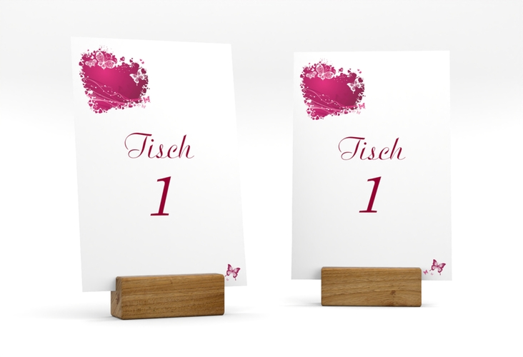 Tischnummer Hochzeit Mailand Tischaufsteller pink