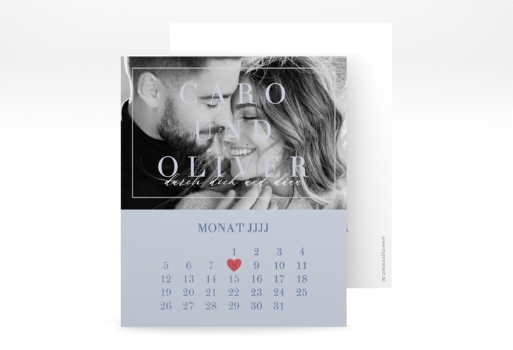 Save the Date-Kalenderblatt Moment Kalenderblatt-Karte blau hochglanz