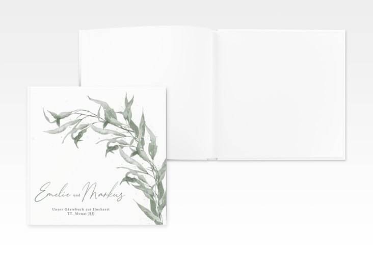 Gästebuch Creation Hochzeit Eucalyptus Green 20 x 20 cm, Hardcover weiss