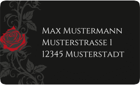 Empfängeretikett Hochzeit Red Rose 63,5 x 38,1 mm schwarz