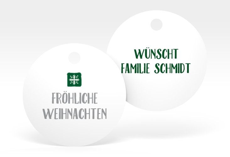 Geschenkanhänger Weihnachten Snowflakes Geschenkanhänger, rund gruen