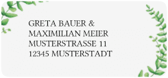 Klick: Details zu Absenderetikett Hochzeit "Botanic" anzeigen Absenderetikett Hochzeit "Botanic" 45,7 x 21,2 mm weiss