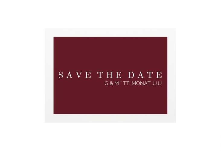 Save the Date-Visitenkarte Simply Visitenkarte quer rot hochglanz