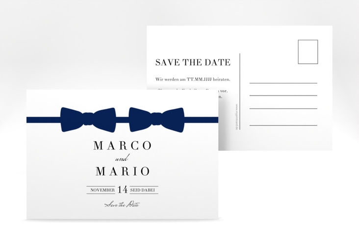 Save the Date-Postkarte Suits A6 Postkarte blau
