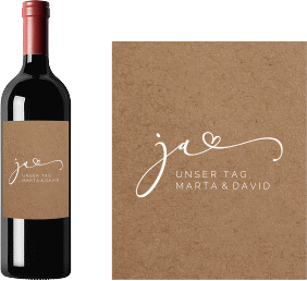 Weinflaschenetikett Hochzeit "Jawort"
