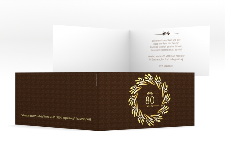 Einladung 80. Geburtstag Manfred lange Klappkarte quer
