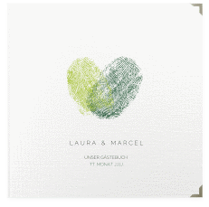 Klick: Details zu Gästebuch Selection Hochzeit "Fingerprint" anzeigen Gästebuch Selection Hochzeit Fingerprint Leinen-Hardcover gruen schlicht mit Fingerabdruck-Motiv