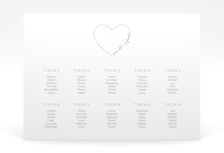 Sitzplan Poster Hochzeit Lebenstraum 70 x 50 cm Poster weiss