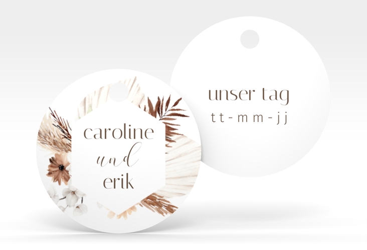 Geschenkanhänger Hochzeit Bohemian Geschenkanhänger, rund weiss hochglanz