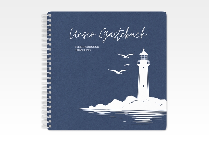 Gästebuch Ferienwohnung Brandung Ringbindung blau Leuchtturm, Ostsee, Nordsee