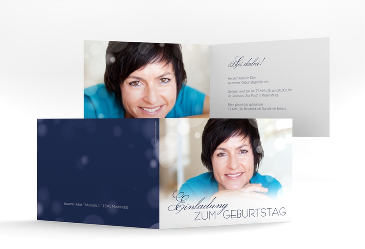 Einladung 50. Geburtstag Luminous A6 Klappkarte quer