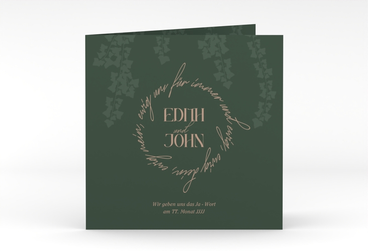 Hochzeitseinladung Efeugrün quadr. Klappkarte gruen im Fantasy-Elfen-Design mit Efeu