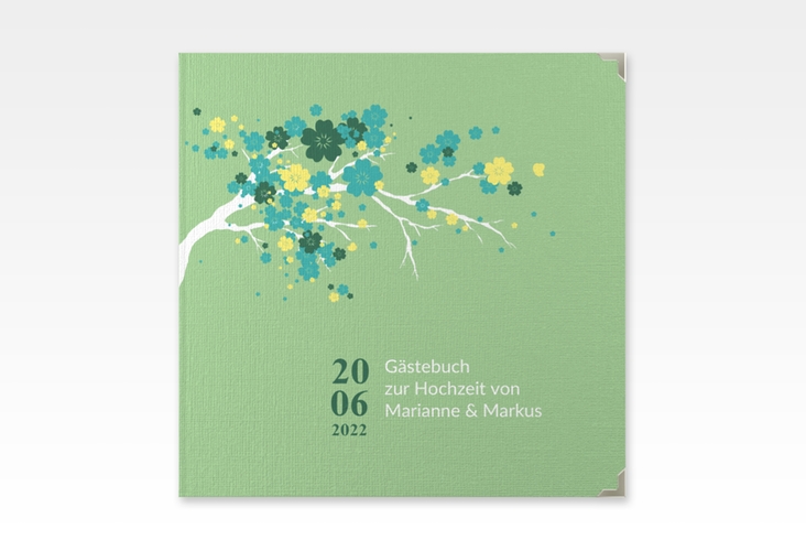 Gästebuch Selection Hochzeit Sakura Leinen-Hardcover gruen