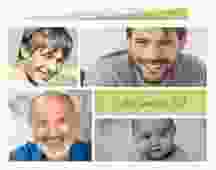 Einladung 70. Geburtstag Bilderserie A6 Klappkarte quer gruen mit mehreren Fotos