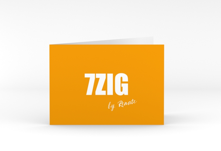 Einladung 70. Geburtstag Zig A6 Klappkarte quer orange hochglanz