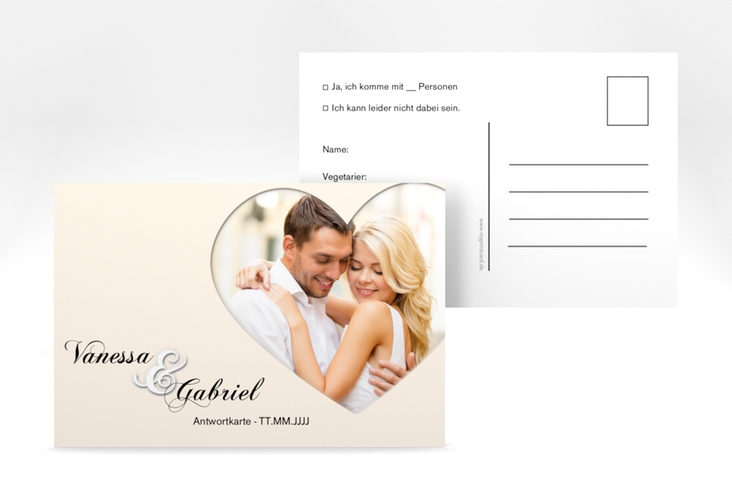 Antwortkarte Hochzeit Sweetheart A6 Postkarte hochglanz