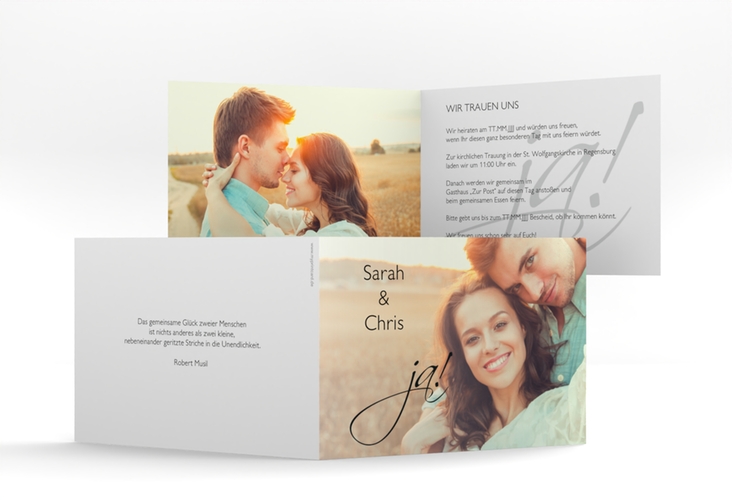Hochzeitseinladung Clarity A6 Klappkarte quer