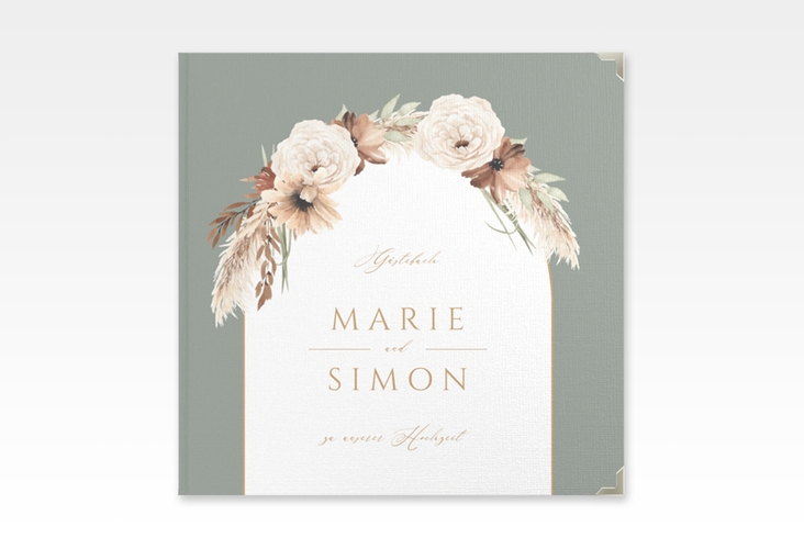 Gästebuch Selection Hochzeit Blumenbogen Leinen-Hardcover gruen