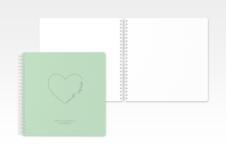 Gästebuch Hochzeit Lebenstraum Ringbindung mint