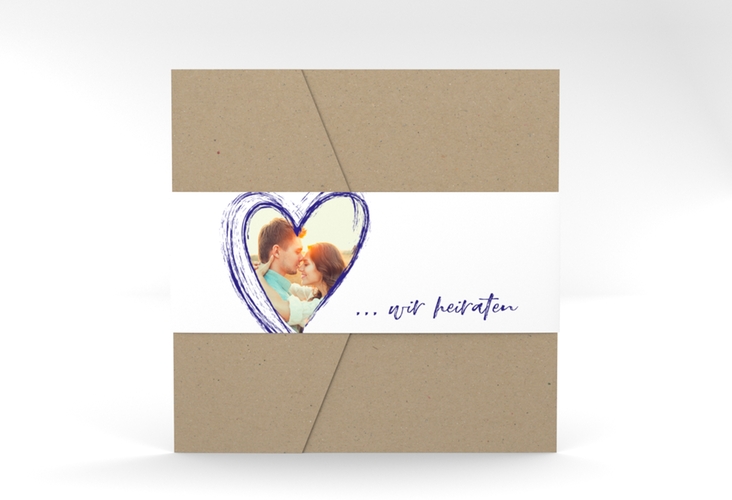 Hochzeitseinladung Liebe Pocketfold blau