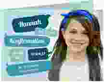 Einladung Konfirmation Speech A6 Klappkarte quer blau