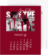 Save the Date-Kalenderblatt Letters Kalenderblatt-Karte rot
