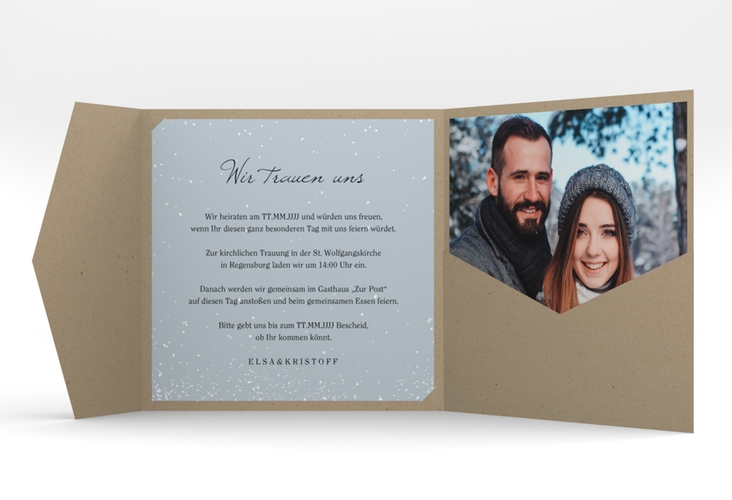 Hochzeitseinladung Winterhochzeit Pocketfold hochglanz