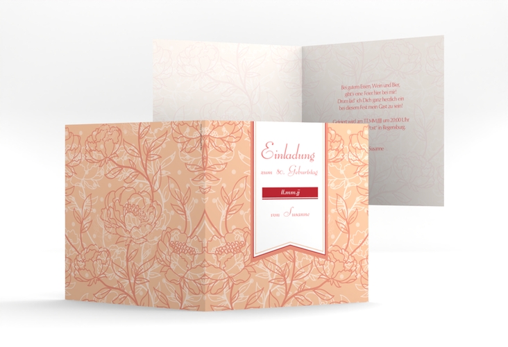 Einladung 80. Geburtstag Marta quadr. Klappkarte