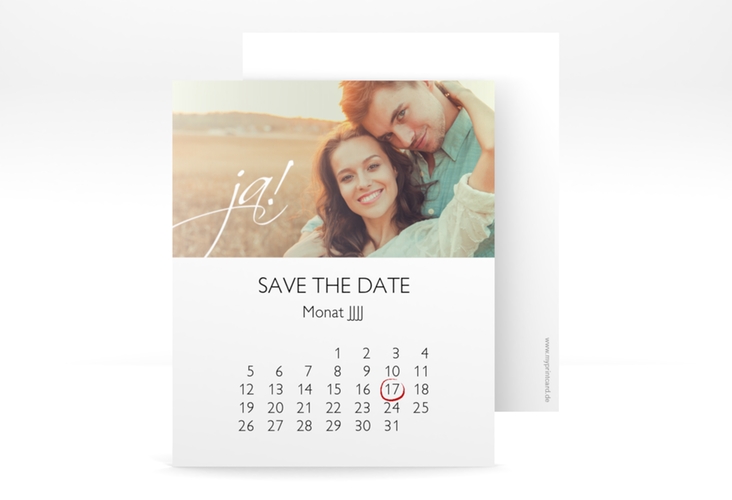 Save the Date-Kalenderblatt Clarity Kalenderblatt-Karte weiss hochglanz