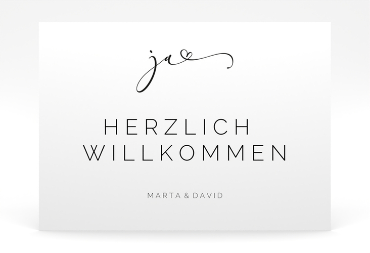 Willkommensschild Poster Jawort 70 x 50 cm Poster weiss modern minimalistisch mit veredelter Aufschrift