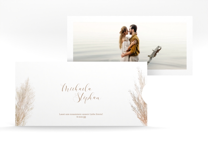 Hochzeitseinladung Pampasgras Einsteckkarte weiss
