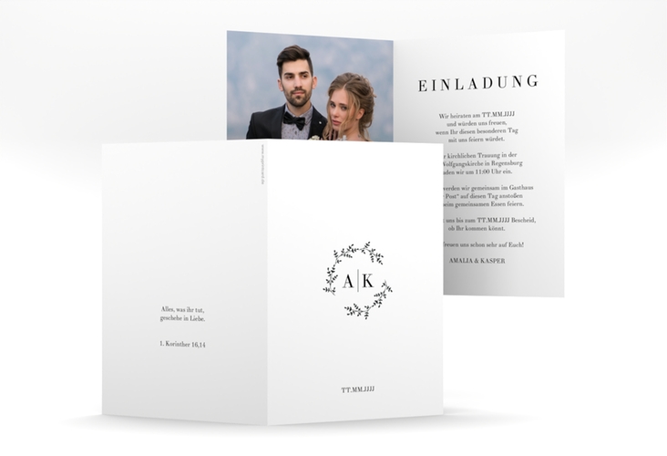 Einladungskarte Hochzeit "Filigrana" DIN A6 Klappkarte