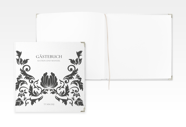 Gästebuch Selection Hochzeit Royal Leinen-Hardcover weiss mit barockem Blumen-Ornament