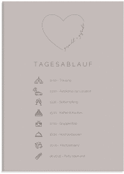 Klick: Details zu Tagesablauf Leinwand Hochzeit "Lebenstraum" anzeigen Tagesablauf Leinwand Hochzeit Lebenstraum 50 x 70 cm Leinwand grau
