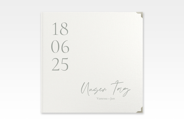 Gästebuch Selection Hochzeit Day Leinen-Hardcover weiss mit Datum im minimalistischen Design