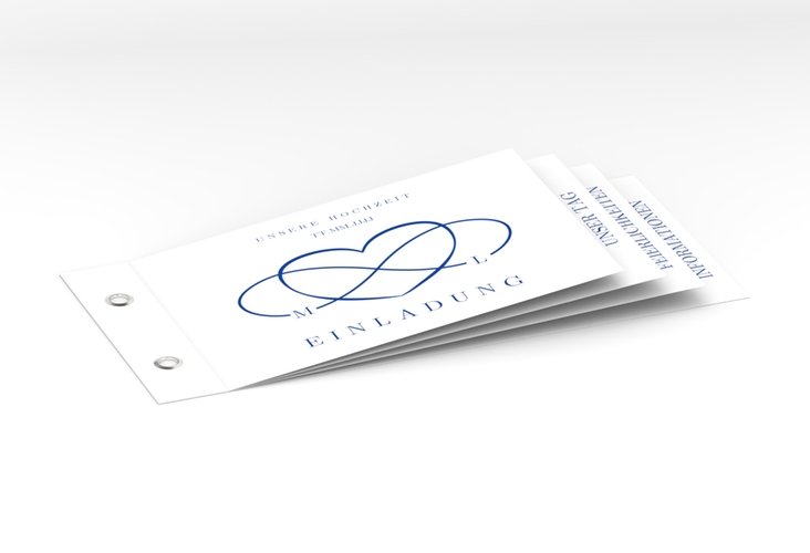 Hochzeitseinladung Infinity Booklet blau