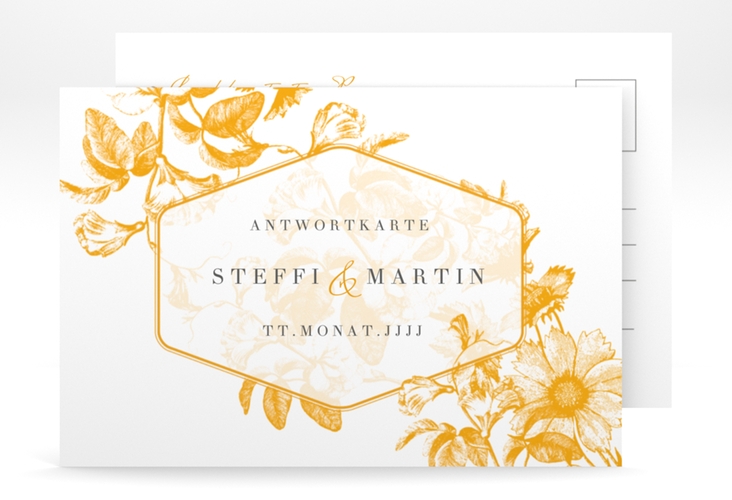 Antwortkarte Hochzeit Magnificent A6 Postkarte gelb hochglanz