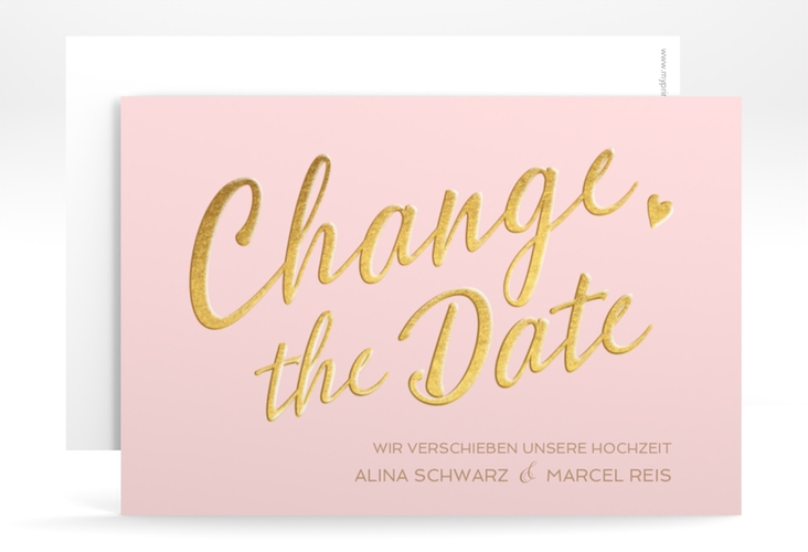 Change the Date-Karte Glam A6 Karte quer rosa hochglanz