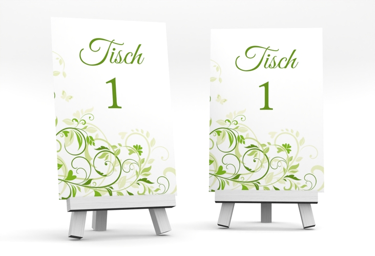 Tischnummer Hochzeit Lilly Tischaufsteller gruen