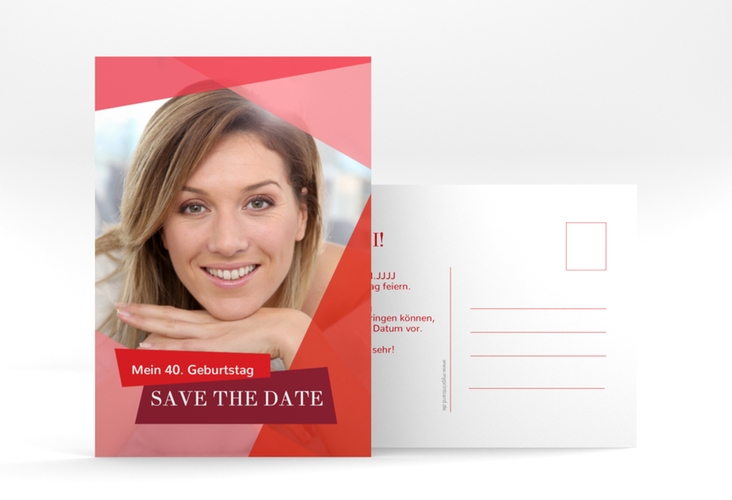 Save the Date-Postkarte Geburtstag Shapes A6 Postkarte rot