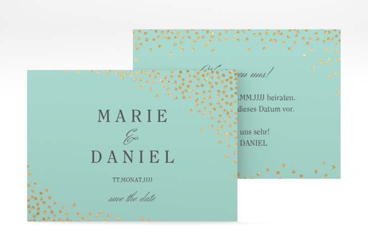 Save the Date-Visitenkarte Glitter Visitenkarte quer mint hochglanz