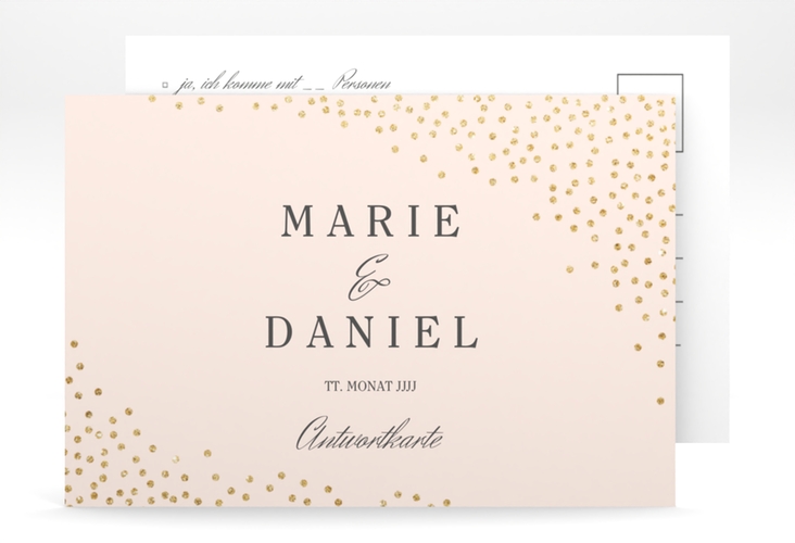 Antwortkarte Glitter A6 Postkarte rosa