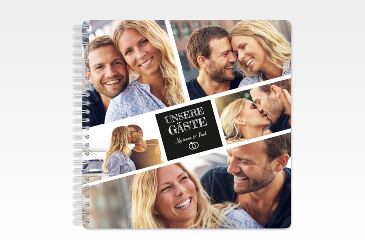 Gästebuch Hochzeit Rise Ringbindung schwarz