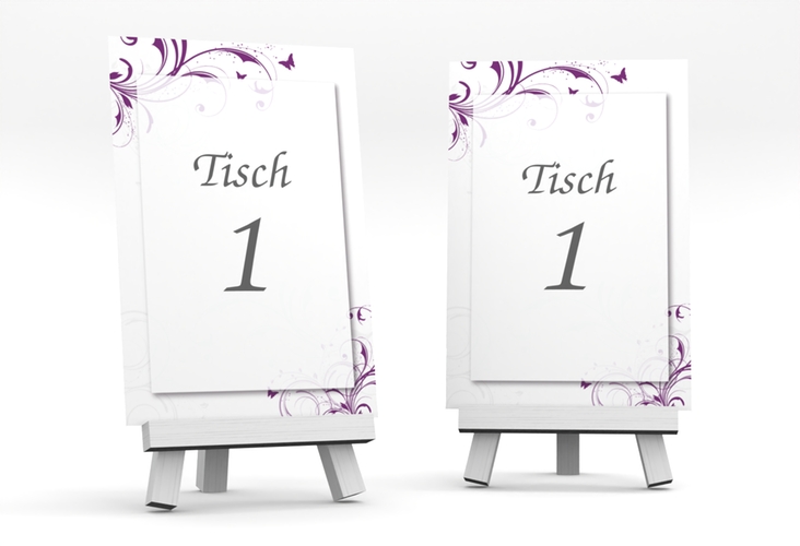 Tischnummer Hochzeit Palma Tischaufsteller lila hochglanz