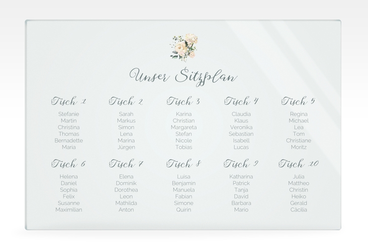 Sitzplan Acryl Hochzeit Adore 60 x 40 cm Acryl